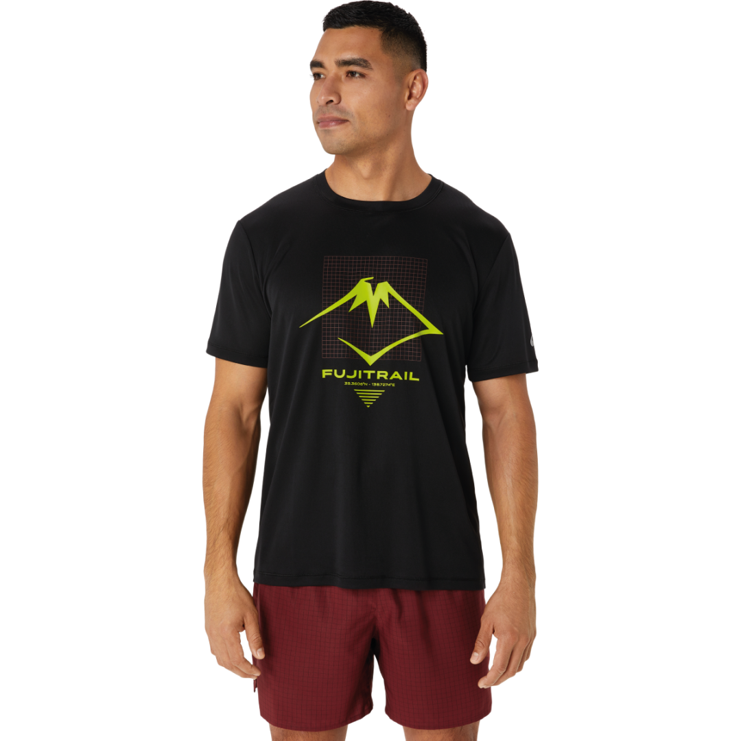Camiseta Asics Fujitrail Logo SS Top Performance Black/Antique Red/Neon Lime Hombre